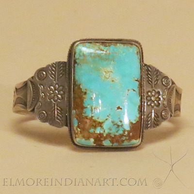 Navajo Bracelet with Large Turquoise Stone c.1920s
