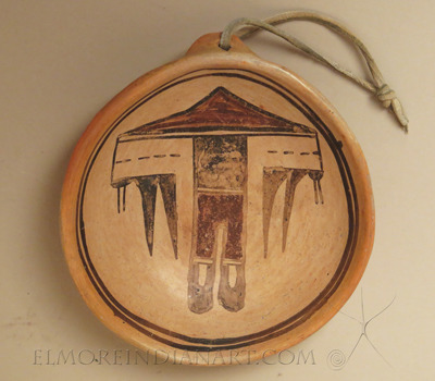 Hopi Small Polychrome Dish with Lug, c.1905 	