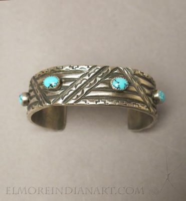 Contemporary Navajo Sandcast Silver Bracelet