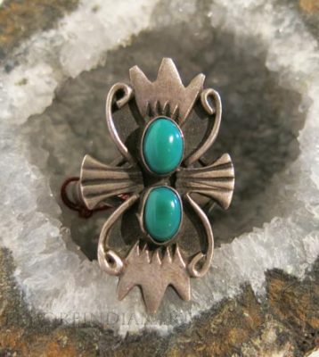 Silver Ring with Two Turquoise Stones