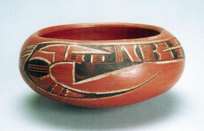 Hopi Black and White on Red Bowl, c.1910