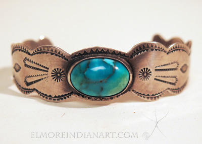 Navajo Silver Bracelet with Turquoise Stone, c.1930