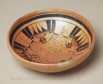 Hopi Yellowware Open Bowl with Four Rainbows, Nampeyo, c. 1915