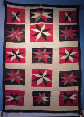 Large Navajo Transitional Weaving with Valero Stars, c.1920