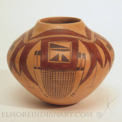 Hopi Polychrome Seed Jar by with Corn Design by Vernida Polacca Nameyo