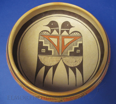 Hopi Polychrome Bowl with Double Bird Design by Fannie Nampeyo