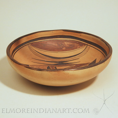 Hopi Polychrome Open Bowl with Abstract Bird by Nampeyo, c.1915