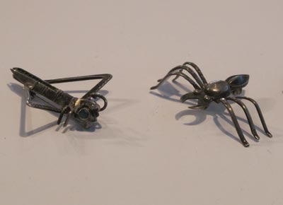 Three Navajo Silver Bug Pins