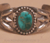 Navajo Silver Bracelet with Single Blue Gem Turquoise Stone, c.1940 Image 4
