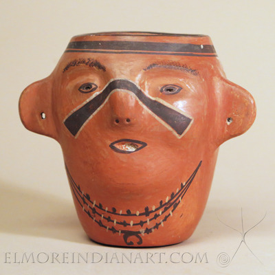Hopi Black and White on Red Effigy Head Jar by Nampeyo, c.1915-1920