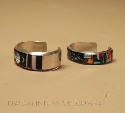 Two Navajo Inlay Bracelets, c.1960 