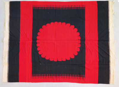 Mexican Two-Panel Rug with Big Red Circle, c.1900