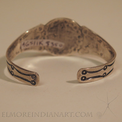 Bracelets: Navajo Silver Bracelet with Hopi Tawa, c.1940