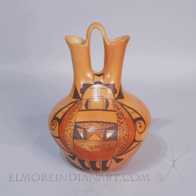 Nampeyo Family Pottery: Hopi Yellowware Wedding Vase w/ Beetle