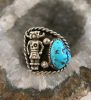 Silver Ring with Turquoise and Kachina Figure Image 1