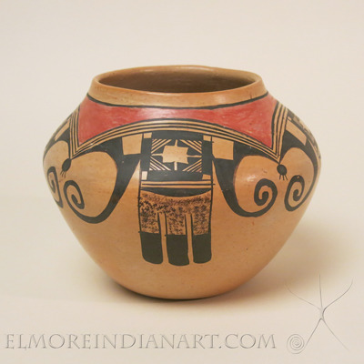 Hopi Polychrome Jar with Eagle Tail Design by Rachel Namingha Nampeyo