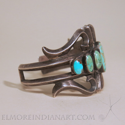 Navajo Sandcast Bracelet with Turquoise, c.1930
