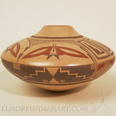 Hopi Polychrome Seed Jar with Moth Design by Jeremy Adams Nampeyo