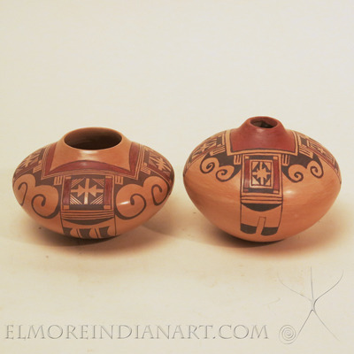 Hopi Seed Jars with Eagle Tail Design by Vernida Polacca Nampeyo