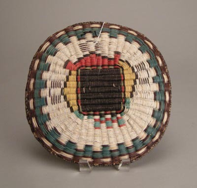 Hopi Wicker Plaque w/ Pahlik Mana Kachina, c.1940