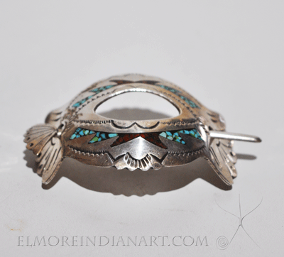 Zuni Silver Hair Beret with Chip Inlay, c.1960s