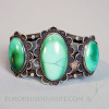 Navajo Bracelet with 3 Turquoise Cabochons, c. 1930 Image 1