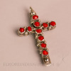 Double Coral and Turquoise Zuni Cross Pendant, c. 1960 Image 1