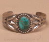 Navajo Silver Bracelet with Single Blue Gem Turquoise Stone, c.1940 Image 1