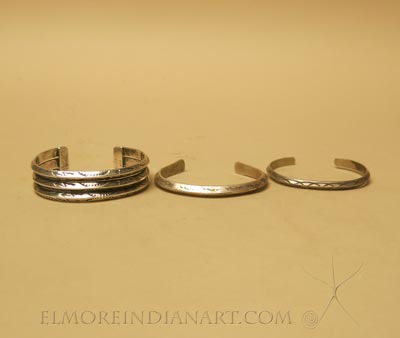 Three Navajo Ingot Silver Bracelets