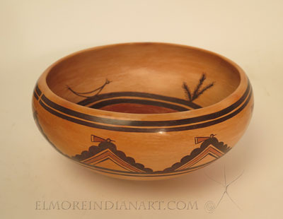 Contemporary Hopi Dough Bowl With Cococle Kachina by Nyla Sahmie, 2024