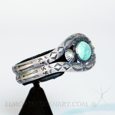 Single stone Navajo Silver Bracelet, c. 1930