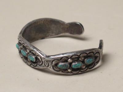Navajo Sandcast Silver Bracelet