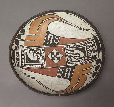 White-Slipped Polychrome Bowl by Daisy Hooee, c. 1935