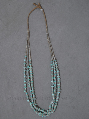 Pueblo Three-Strand Turquoise and Heishe Necklace
