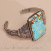 Navajo Bracelet with Large Turquoise Stone c.1920s Image 4