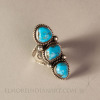 Navajo Three Stone Turquoise Ring, signed, c. 1970 Image 4
