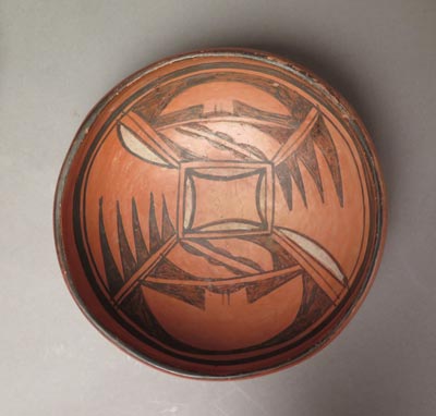 Black on White on Red Hopi Bowl by Nampeyo, c.1905 Image 2