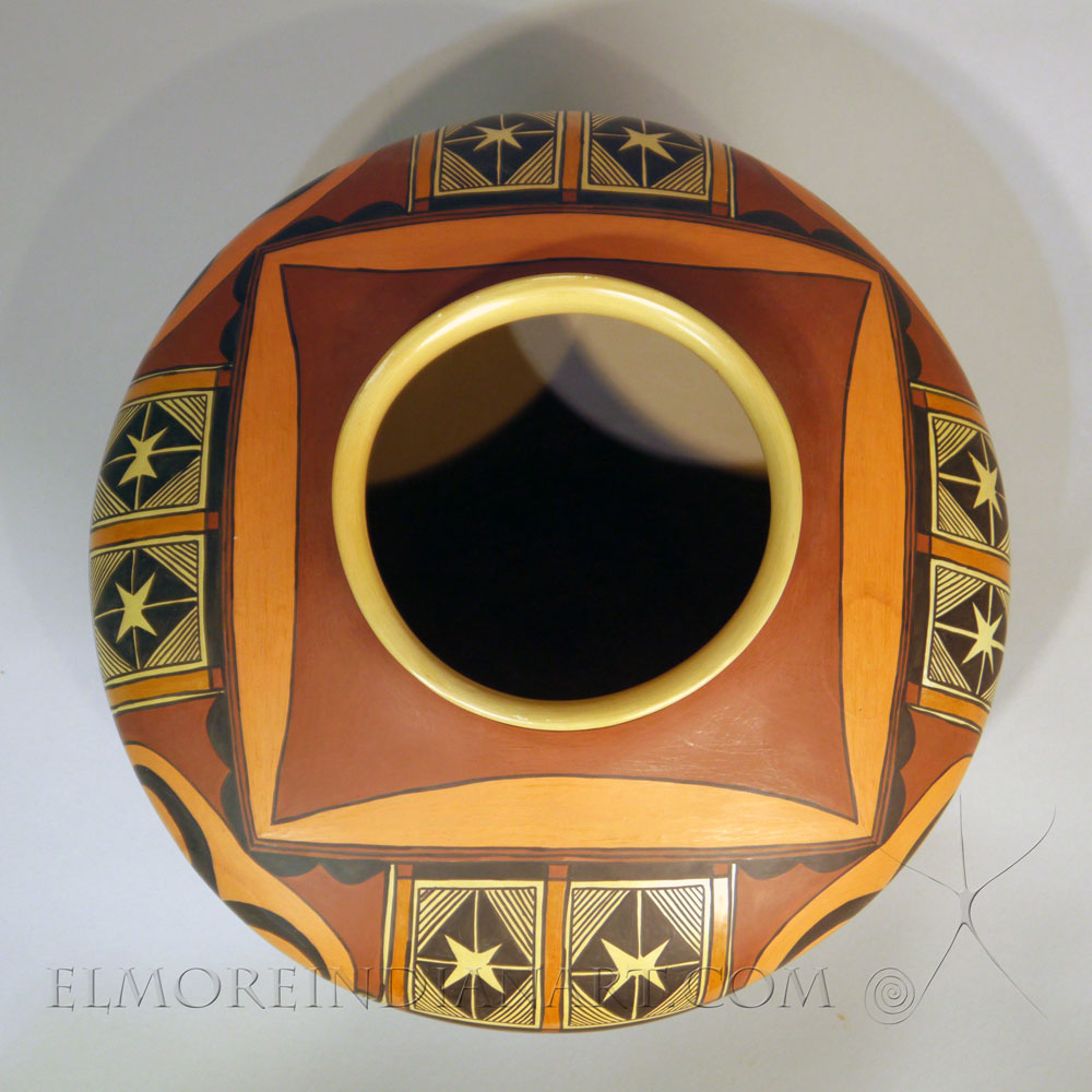Masterful Polychrome Seed Jar w/ Eagle Tail Design by Jean Sahmie Image 3