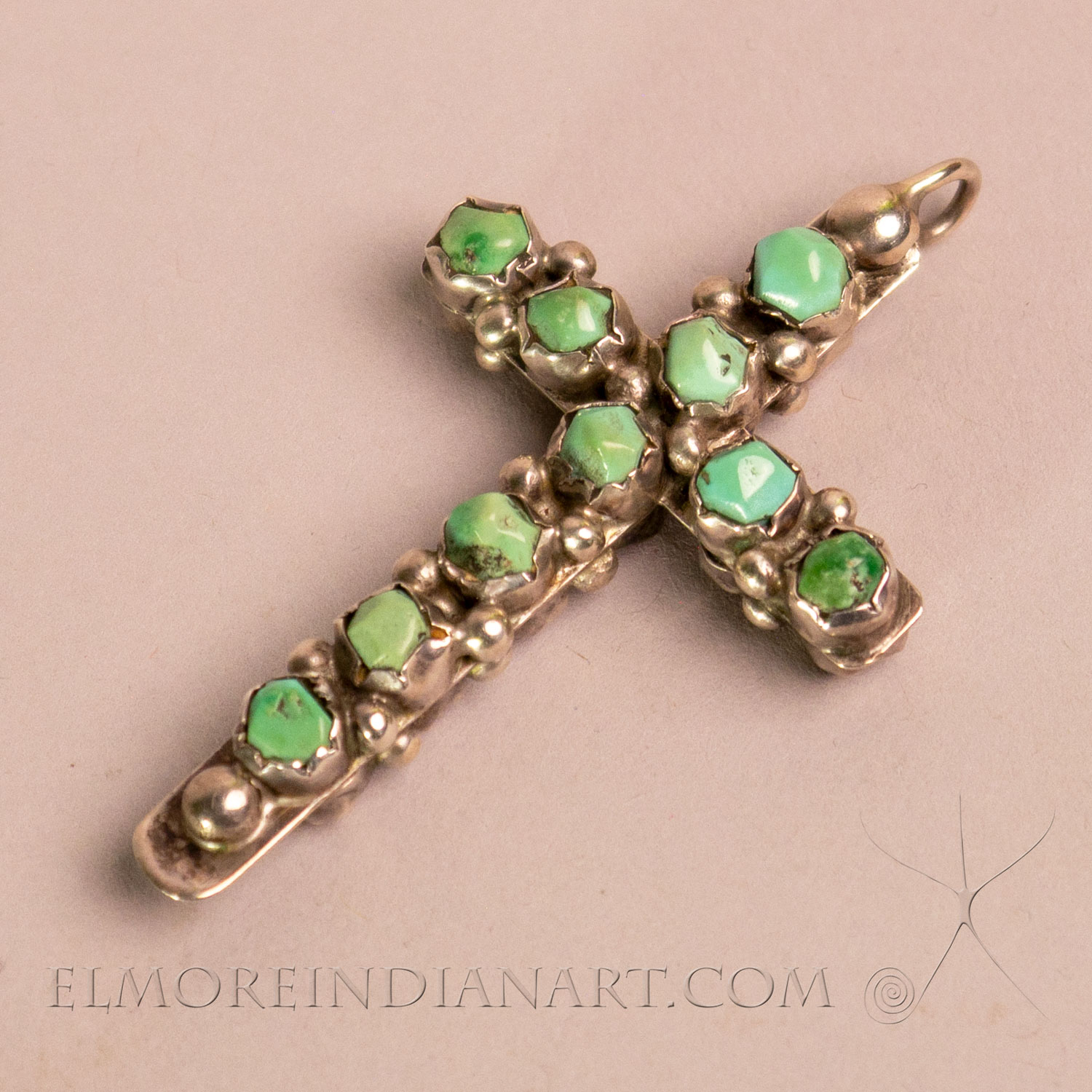 Double Coral and Turquoise Zuni Cross Pendant, c. 1960 - Image 2