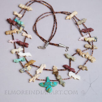 Navajo 2 strand Fetish Necklace w/ Turquoise Thunderbird Pendant