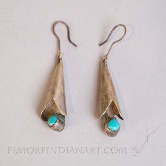 Navajo Turquoise and Silver Earrings, c. 1960