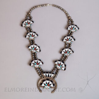 Excellent Zuni Necklace w/ Sun Kachinas Inlay, c. 1940-50