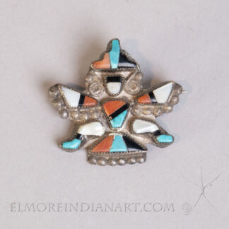 Zuni Inlay Knife Wing Pin, c. 1940-50