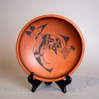 Hopi redware Bowl w/ Abstract Bird by Lena Charlie